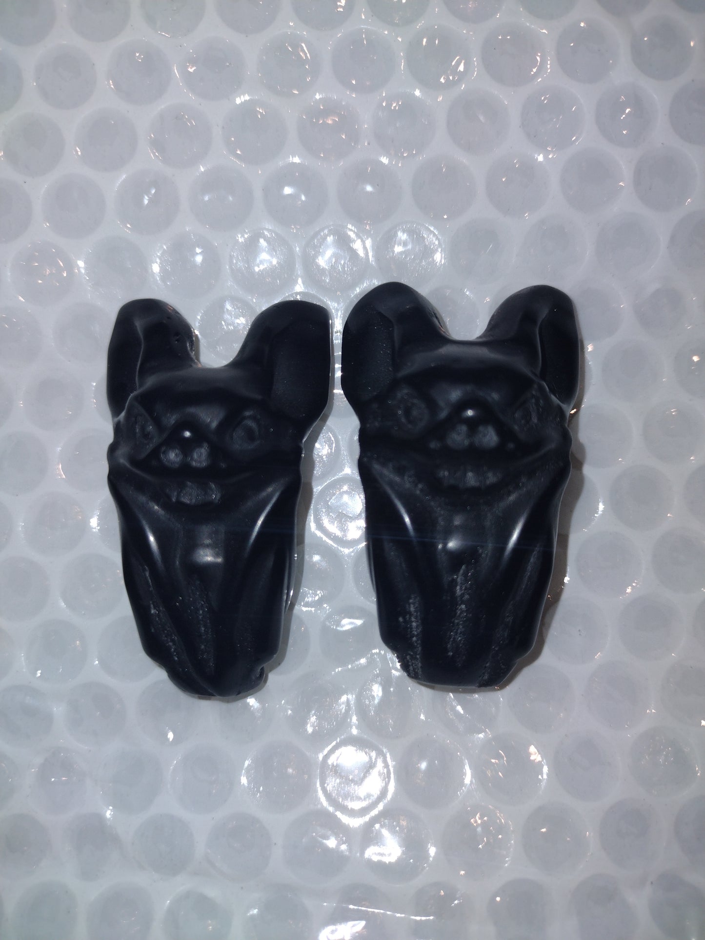 Black Obsidian Bats on Custom Stand