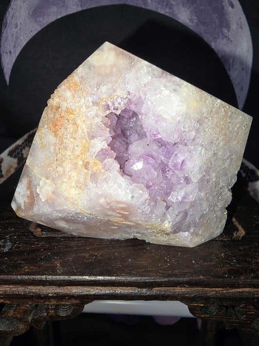 Pink Amethyst Freeform with Flower Agate - A