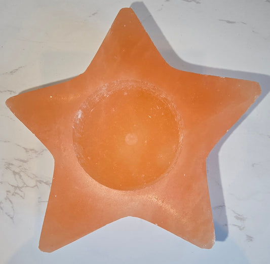 Peach Selenite Star Tealight Holder
