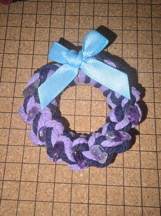 Small Macramé Christmas Wreath Decoration - Amethyst