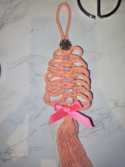 Macramé Christmas Tree Decoration with Kunzite