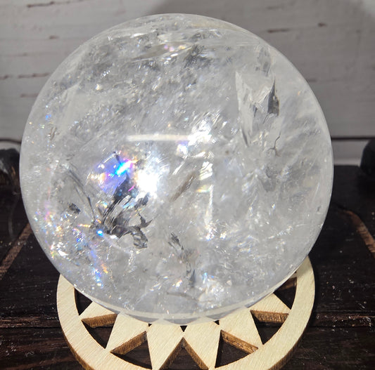 Clear Quartz Sphere with Rainbows