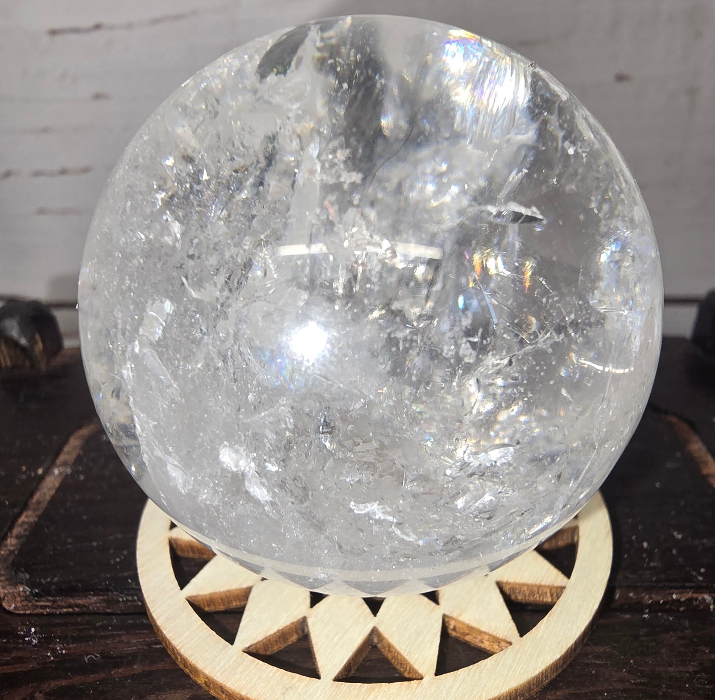 Clear Quartz Sphere with Rainbows