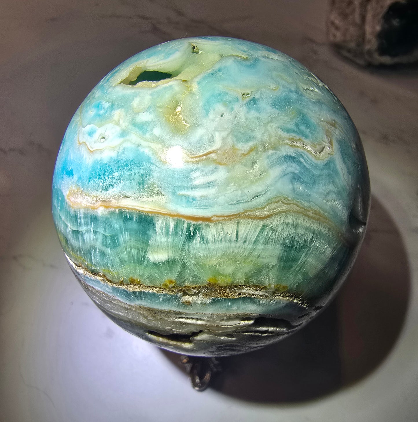 Blue Aragonite Sphere