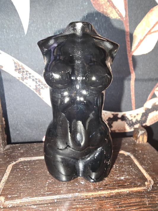 Black Obsidian Goddess Body Carving