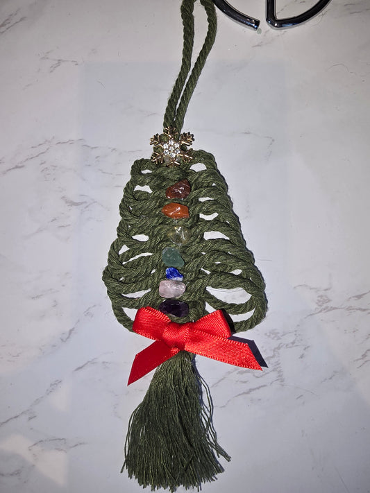 Macramé Christmas Tree Decoration with Chakra Crystals