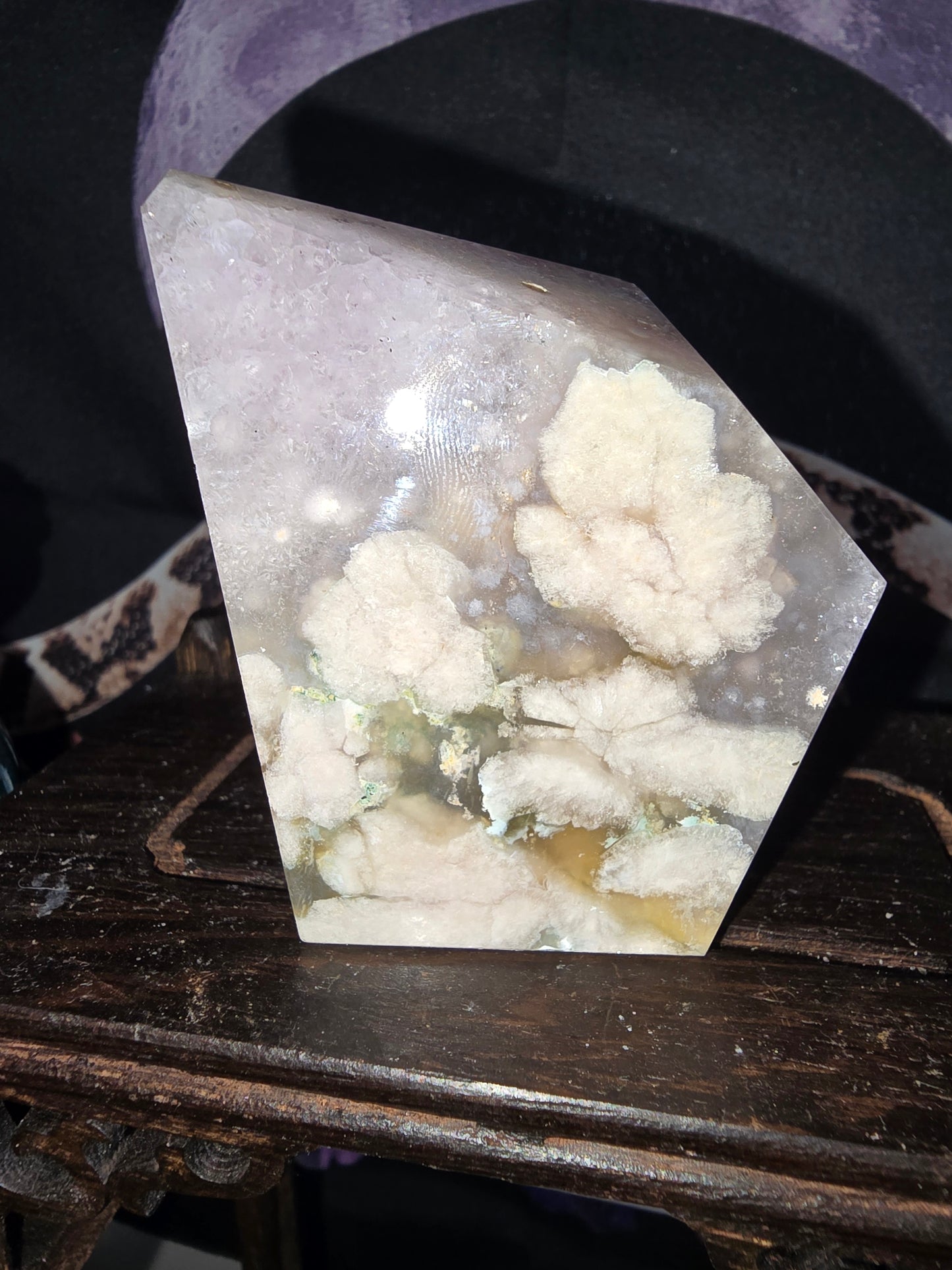 Pink Amethyst Freeform with Flower Agate - B