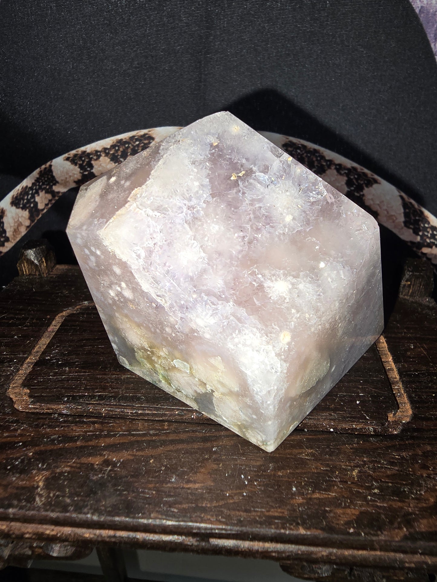 Pink Amethyst Freeform with Flower Agate - B