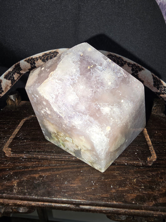 Pink Amethyst Freeform with Flower Agate - B